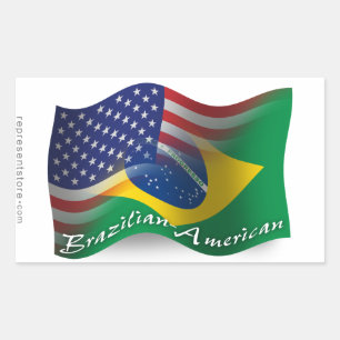 Braziliaans-Amerikaanse golfvlag Rechthoekige Sticker