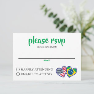 Braziliaans-Amerikaanse hartvlaggen RSVP Kaartje