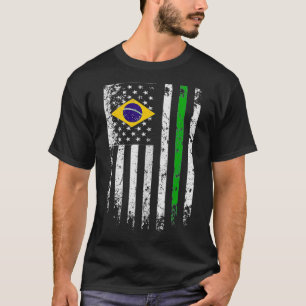 Braziliaans-Amerikaanse vlag TPride Brazil USA T-shirt
