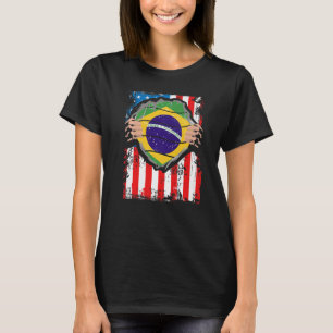 Braziliaans-Amerikaanse vlag van Groot-Brittannië T-shirt