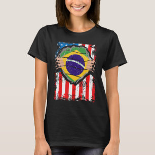 Braziliaans-Amerikaanse vlag van Groot-Brittannië T-shirt
