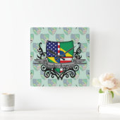 Braziliaans-Amerikaanse vlag Vierkante Klok (Huis)