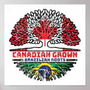 Braziliaans - Canadese Canadese vlag voor boomstam Poster