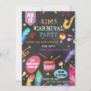 Braziliaans Carnaval Thema Uitnodiging Design