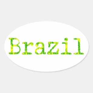 Braziliaans groen en geel lettertype ovale sticker