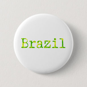 Braziliaans groen en geel lettertype ronde button 5,7 cm