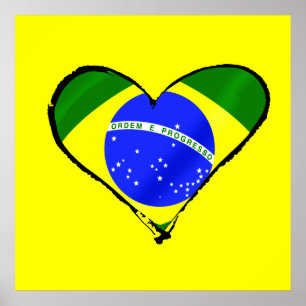 Braziliaans hart Braziliaanse vlag liefde hart Poster