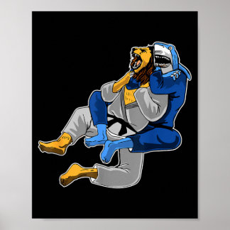 Braziliaans Jiu Jitsu Haai Leeuw Poster