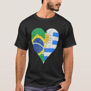 Braziliaans Uraguyan Flag Heart T-shirt