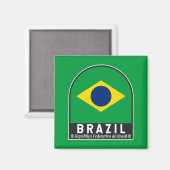 Braziliaans vlagEmbleem Verstoorde Vintage Magneet (Voorkant / Achterkant)