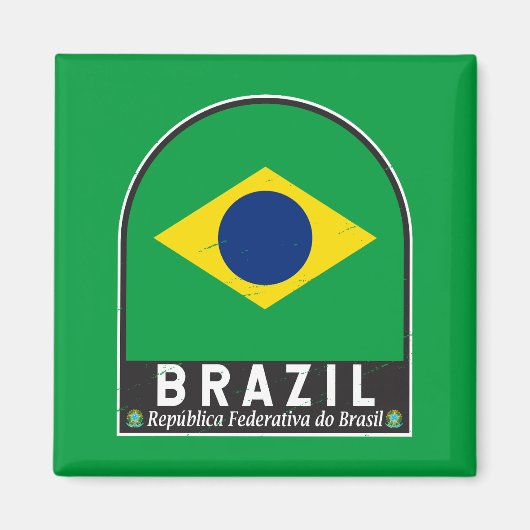 Braziliaans vlagEmbleem Verstoorde Vintage Magneet (Voorkant)