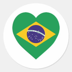 Braziliaans vlaggenhart ronde sticker
