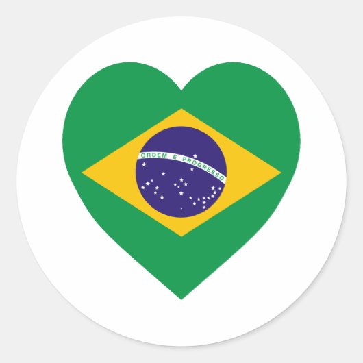 Braziliaans vlaggenhart ronde sticker (Voorkant)