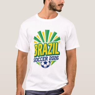 Braziliaans Voetbal 2026 Voetbal Vet Land Typograf T-shirt