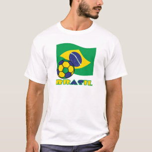Braziliaans Voetbal en Vlag Brazilië in het Portug T-shirt
