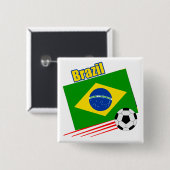 Braziliaans voetbalteam vierkante button 5,1 cm (Voorkant /achterkant)