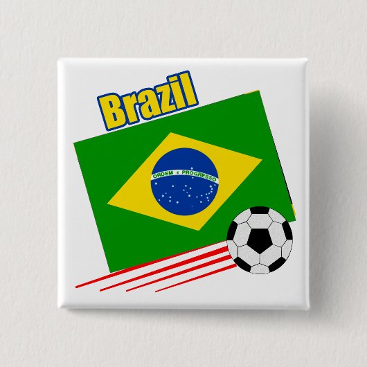 Braziliaans voetbalteam vierkante button 5,1 cm (Voorkant)