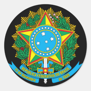 Braziliaans wapen ronde sticker