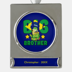 Braziliaanse Big Brother - Vogel met Brazilië Vlag Verzilverd Banner Ornament