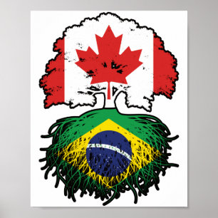 Braziliaanse Braziliaanse Canadese vlag voor booms Poster