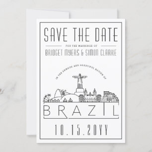 Braziliaanse bruiloft gestileerde skyline save the kaart