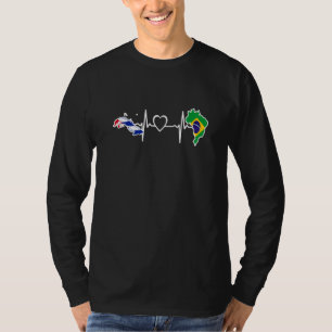 Braziliaanse Cubaanse vlag Brazilië Cuba hartslag T-shirt