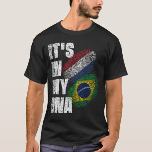 Braziliaanse en Nederlandse Mix DNA Heritage Flag T-shirt