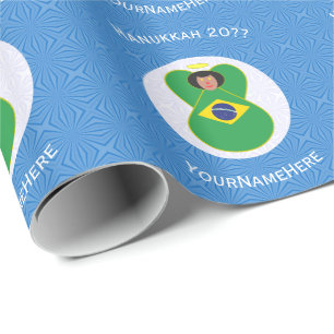 Braziliaanse Engel Hanukka Vlag Persoonlijk Cadeaupapier