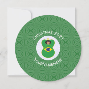 Braziliaanse engel kerst vlag gepersonaliseerd  kaart