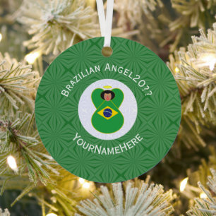 Braziliaanse engeljaar met je naam rond metalen ornament