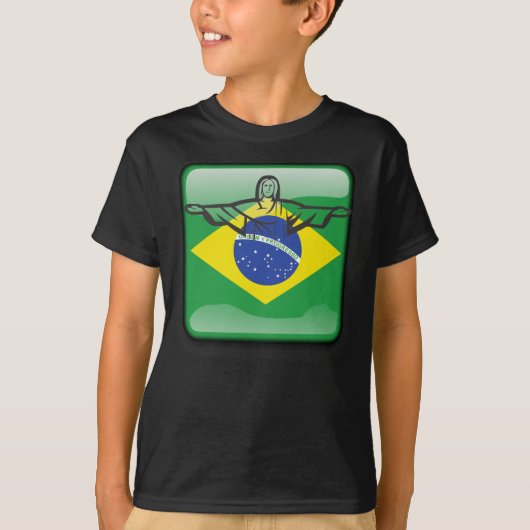 Braziliaanse glanzende vlag t-shirt (Voorkant)