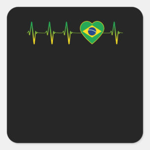 Braziliaanse hartslag Ik hou van de Braziliaanse v Vierkante Sticker