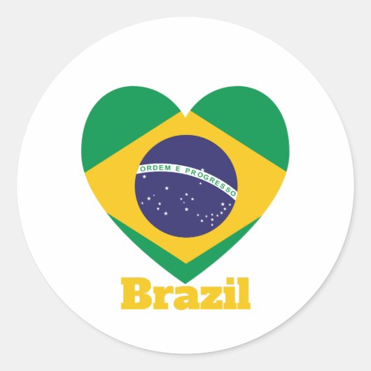 Braziliaanse hartvlag ronde sticker (Voorkant)
