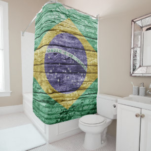Braziliaanse houten vlag douchegordijn