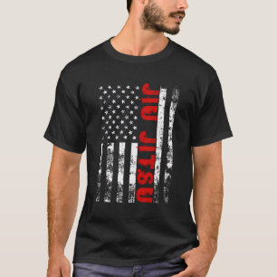 Braziliaanse Jiu Jitsu American Flag Sports US T-shirt
