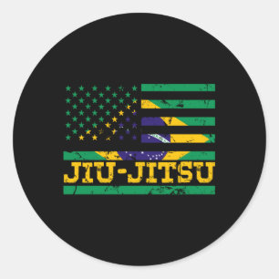 Braziliaanse Jiu Jitsu Amerikaanse vlag Amerikaans Ronde Sticker