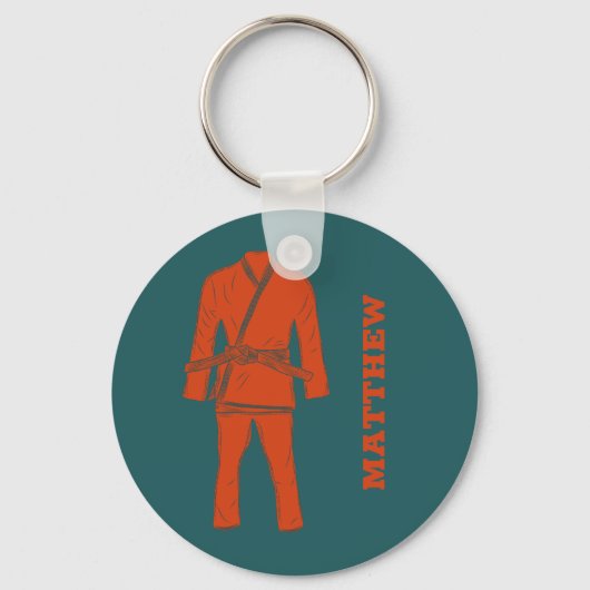 Braziliaanse Jiu Jitsu BJJ Gi Blauwgroen, persoonl Sleutelhanger (Voorkant)