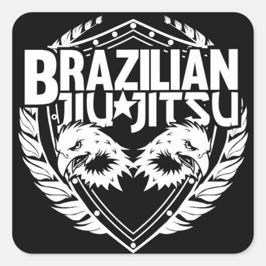 Braziliaanse Jiu Jitsu Emblem Vierkante Sticker (Voorkant)
