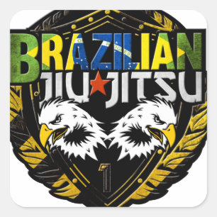Braziliaanse Jiu Jitsu Emblem Vierkante Sticker