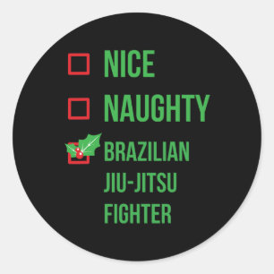 Braziliaanse Jiu-jitsu Fighter Funny Pajama Kerstm Ronde Sticker