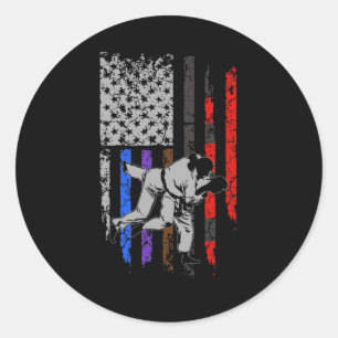 Braziliaanse Jiu Jitsu Stars & Stripes Rank BJJ Fl Ronde Sticker