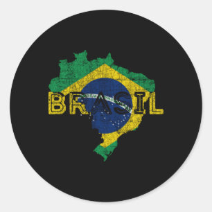 Braziliaanse kaart en vlag noodlijdend Brazilië Ronde Sticker