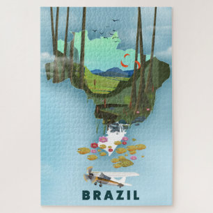 Braziliaanse kaart Illustratieve reisposter Legpuzzel