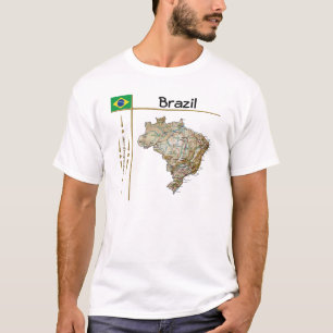 Braziliaanse kaart + vlag + titel T-shirt