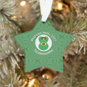 Braziliaanse Kerstengel Vlag Gepersonaliseerd  Ornament