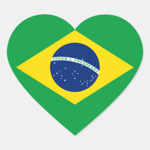Braziliaanse nationale vlag hart sticker