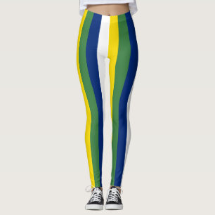 Braziliaanse nationale vlagkleuren verticale strip leggings