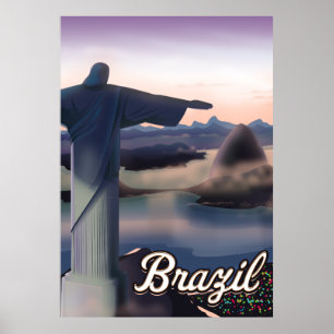 Braziliaanse reisposter kunstprint. poster
