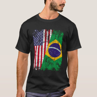 Braziliaanse Roots Half Amerikaanse vlag Brazilië T-shirt