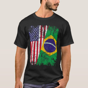 BRAZILIAANSE ROOTS Half Amerikaanse vlag BRAZILIË  T-shirt